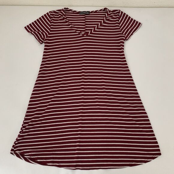 Due Time Maternity T-Shirt Dress Women S Red White Stripe Casual Preppy Nautical - Picture 1 of 7